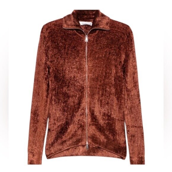 NWT Aya Muse Cyro Top Jacket Full Zip Chenille Fabric in Rust Size M - Picture 8 of 15
